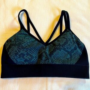 Joy Lab Blue Teal Snake Print Removable Pads Strappy Back Pullover Sports Bra S